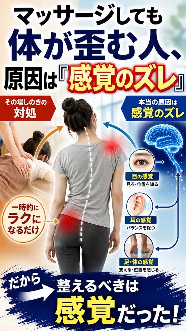 【体の歪み 姿勢 左右差 整体】姿勢を直しても戻るのはなぜ？